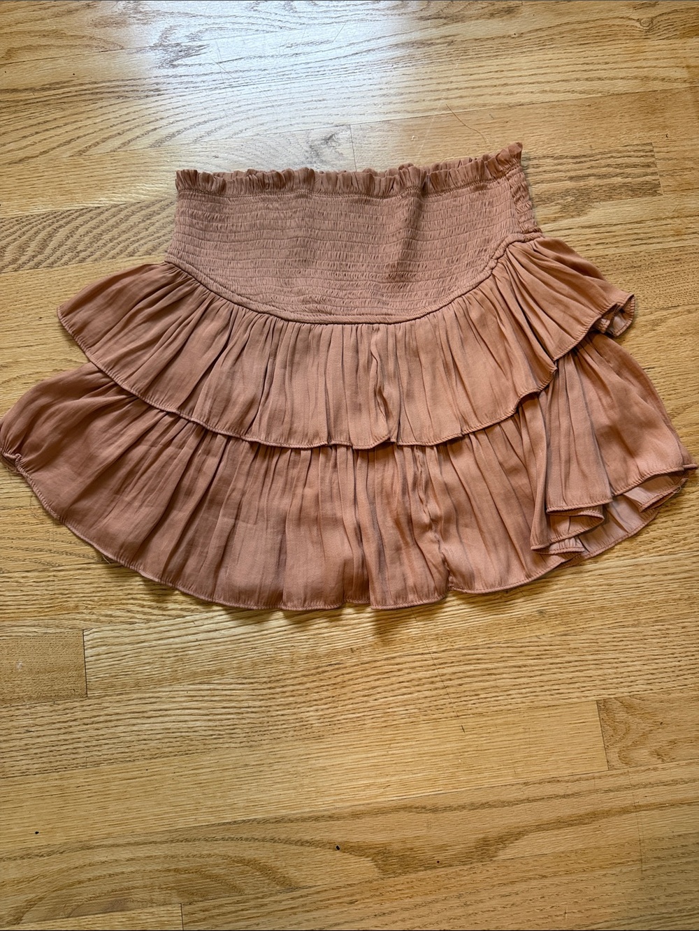 Smocked Tiered Ruffle Mini Skort— Dusty Rose